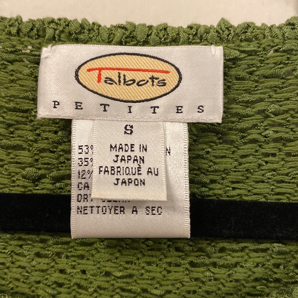 Talbots Petites size Small green keyhole neck short-sleeve sweater - Picture 3 of 4